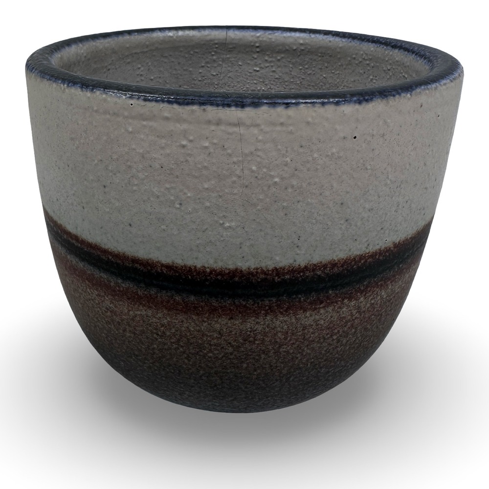 Serra MCM Studio Pottery Bowl Gray Brown Textured Ceramic Signed 3.25in READ